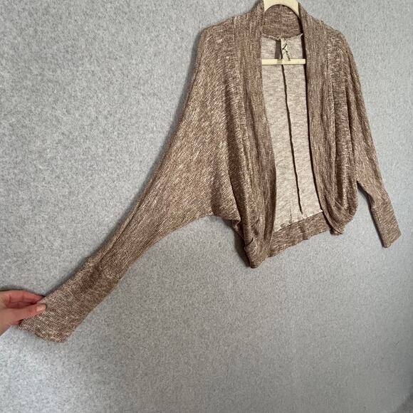 Promesa Cardigan Sweater Womens Medium Metallic Open Marled Grandpa Neutral Thin - Picture 5 of 9